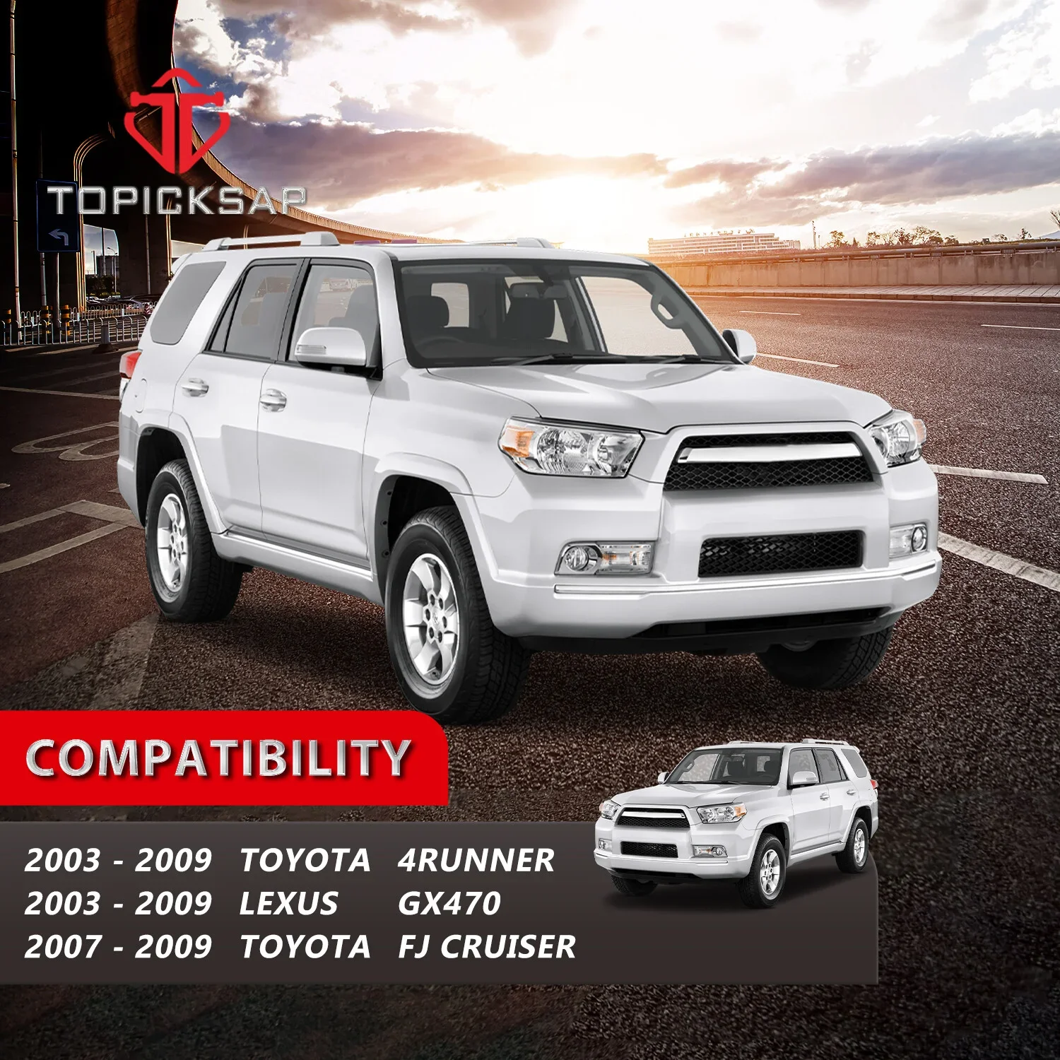 TOPICKSAP 4Pcs Front Inner/Outer Tie Rod Kit for Lexus GX470/Toyota 4Runner 2003-2009 Suspension ES80378 EV80379