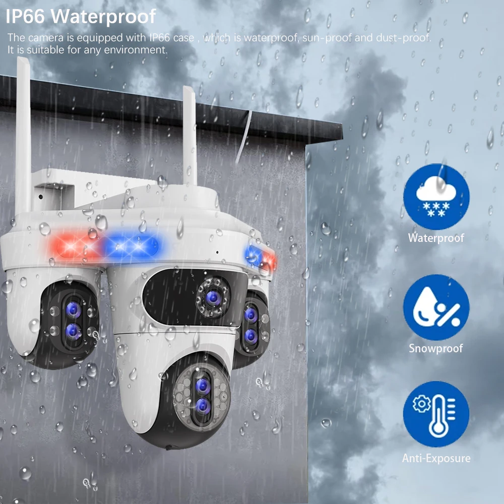 18K 35MP Outdoor Pan/Tilt Four Screens WiFi Security Camera Outdoor Seven Lens Three PTZ Auto Tracking