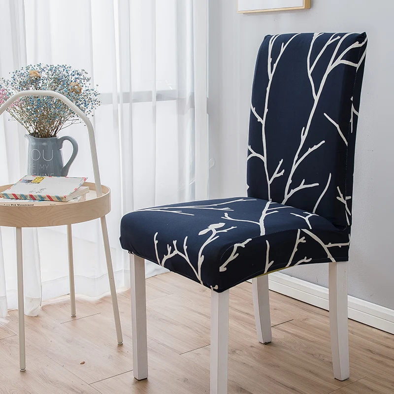 Melkzijde Print Stoelhoes Voor Woonkamer Stretch Polyester Stoel Hoes Meubelbeschermer Voor Keuken Kantoor Interieur