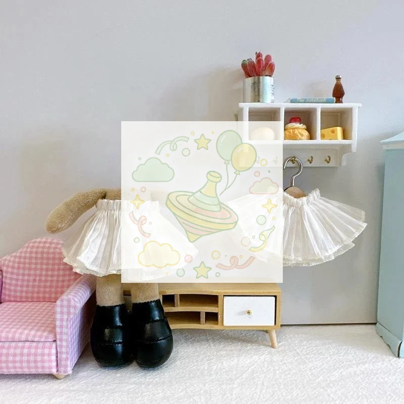 1Pcs Soft Lace Pleated Doll Dress Mini Princess Skirt Fits 10-17cm Dolls Ideal for Doll Collection Display Home Ornament