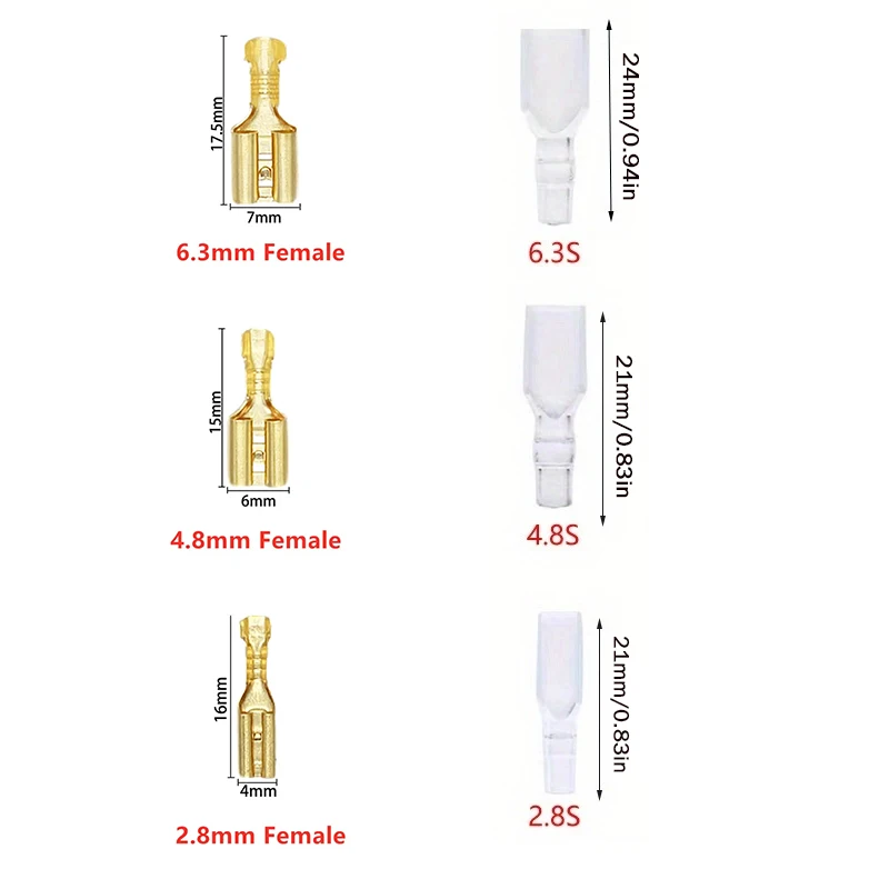 50/100 sets 2.8/ 4.8/ 6.3mm Crimp Terminal, No Male, Automotive wire connector, Terminals Electric Wire Connectors