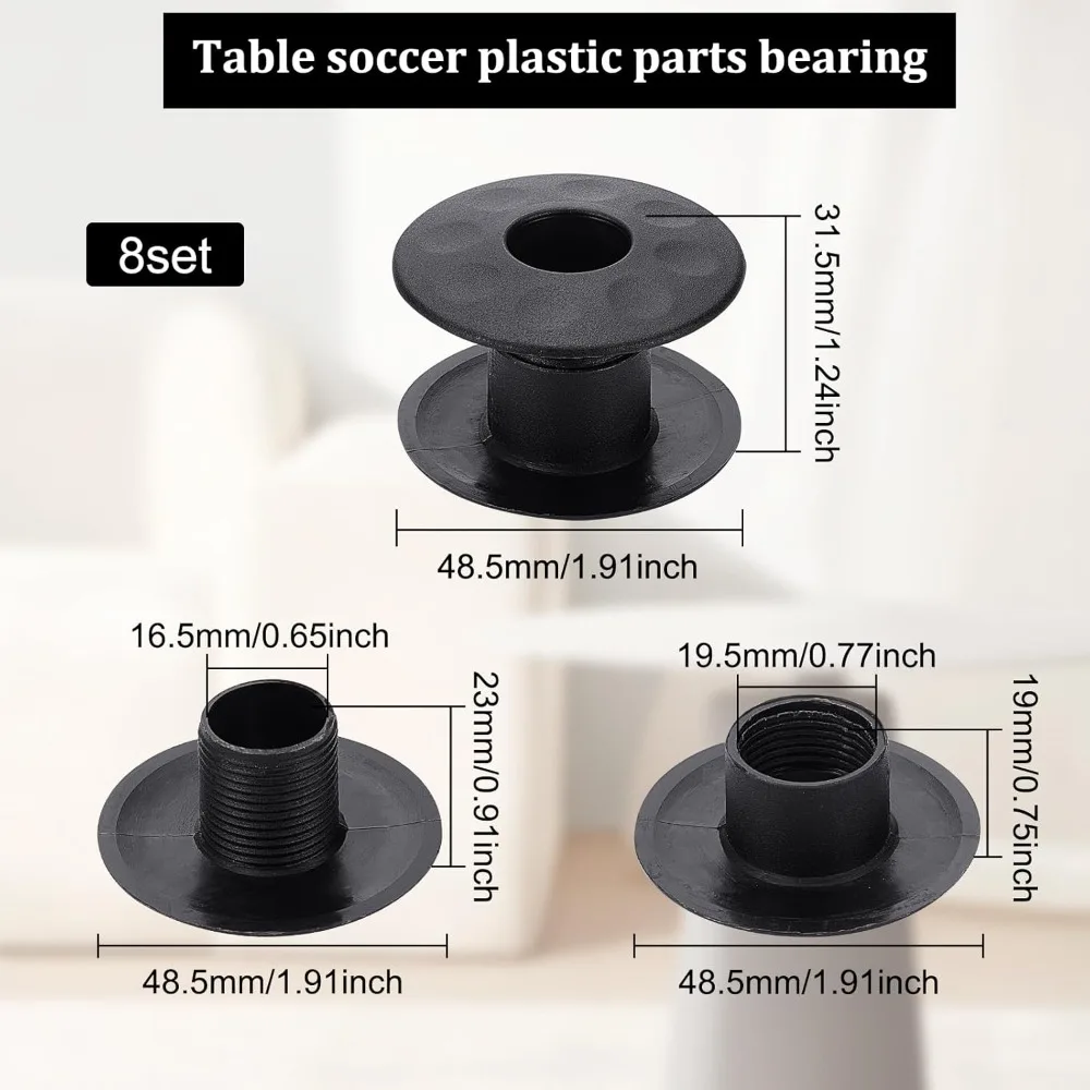 8 Set Table Foosball Bushings Black Football Bearing Rods for Standard Foosball Tables Foosball Replacement Parts making kit