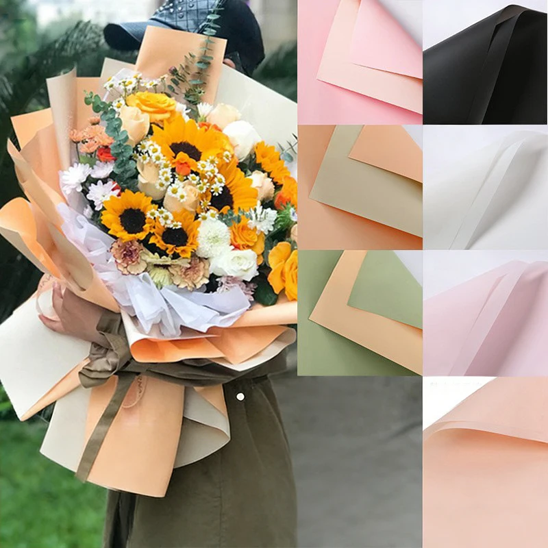 20 Stück doppelseitige farbige Blumenverpackungen, wasserdichte Blumenstraußverpackung, ideal, 58 x 58 cm, DIY-Geschenkpapier, Blumendekoration