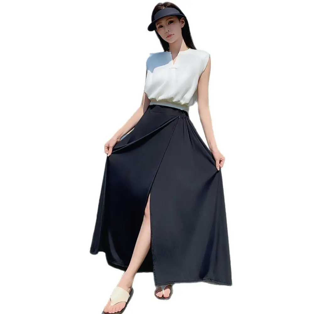 High Quality Polyester Sun Protection Wrap Skirt Lightweight Adjustable Long Beach Skirt Cooling Sun Protection Women's Skirt