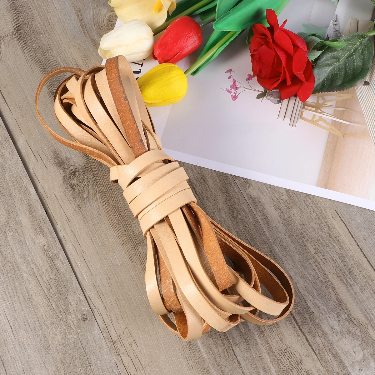 

10 Meters Flat Cowhide Cord Coffee Color Strong Non-Fading For Diy Bracelet Necklace Jewelry Making Beading Trimming