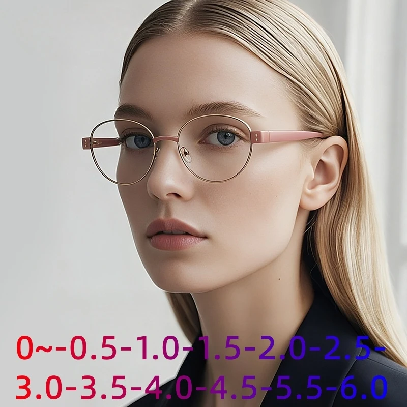 

-0.50 -0.75 -1.0 TO -6.0 Blue light blocking glasses with metal round frames, non-prescription lenses, custom prescription