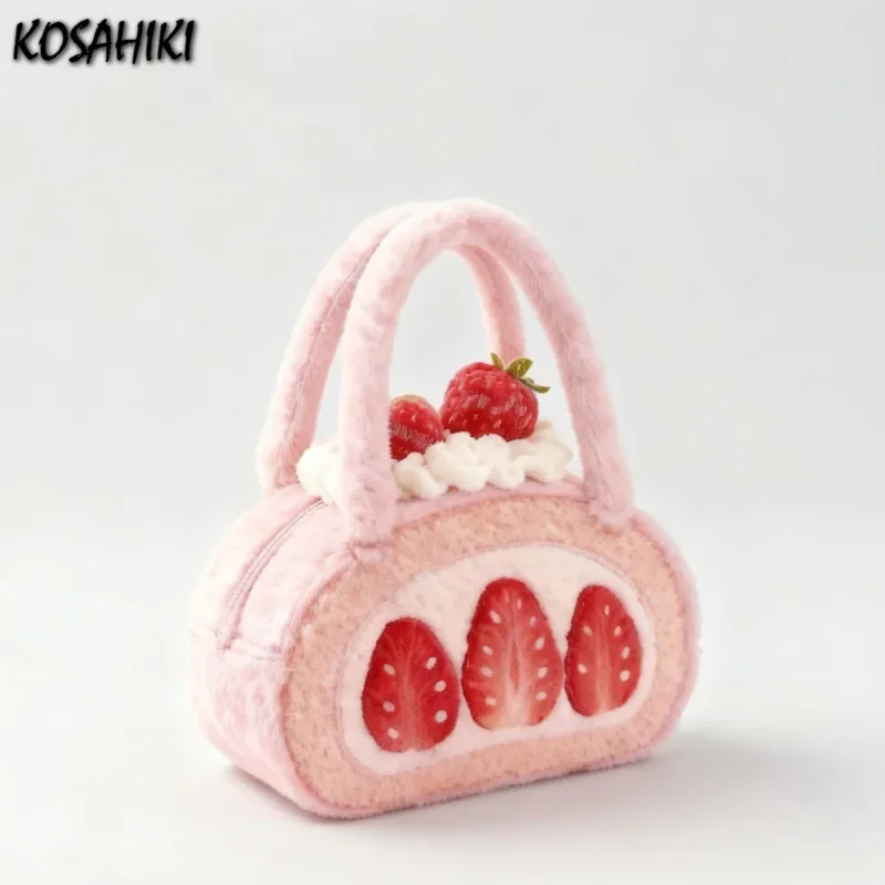 

Sweet Kawaii Strawberry Top-Handle Bags Japanese Cute Fashion Casual Clutches All Match Women Y2k Aesthetic Purses and Handbags