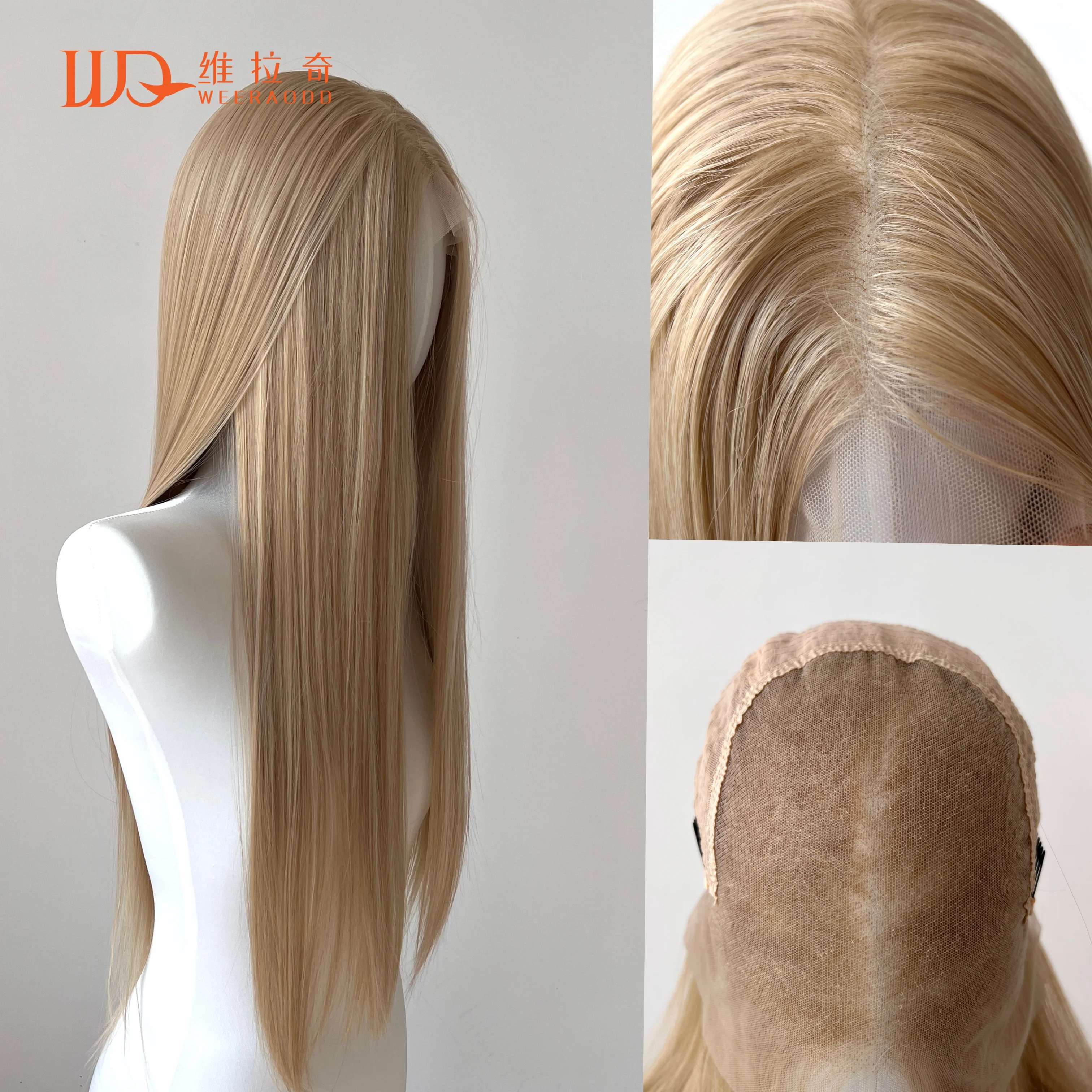 

Blonde Mixed Brown Highlight 13x6 Synthetic Lace Front Wigs for Blakc Women 26 Inch Long Straight Middle Part Large 150% Density
