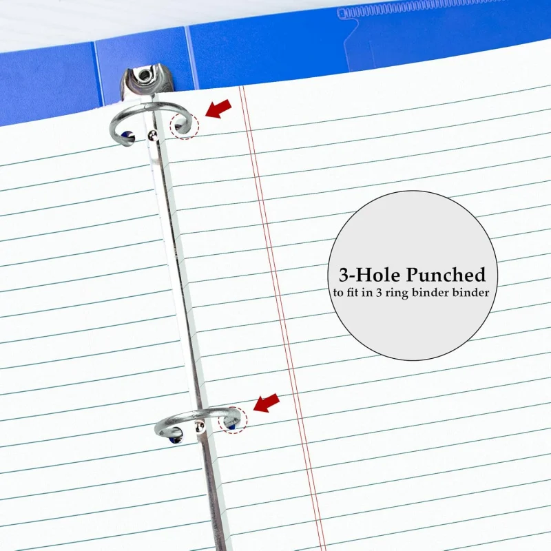 12 8.5 x 11 Legal Pads White Wide Ruled Notepads Perforated Writing Pads, 30 Sheets Per Notepad, 3-Hole Punched Paper, Writ