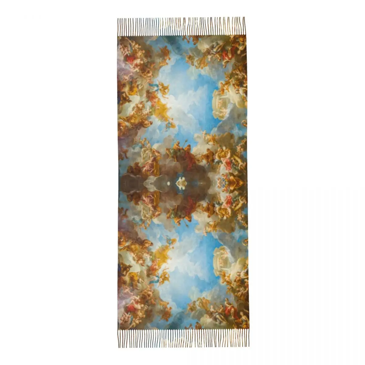 Luxury Fresco Of Angels In The Palace Of Versailles Tassel Scarf Women Winter Warm Shawl Wrap Female Renaissance Scarves