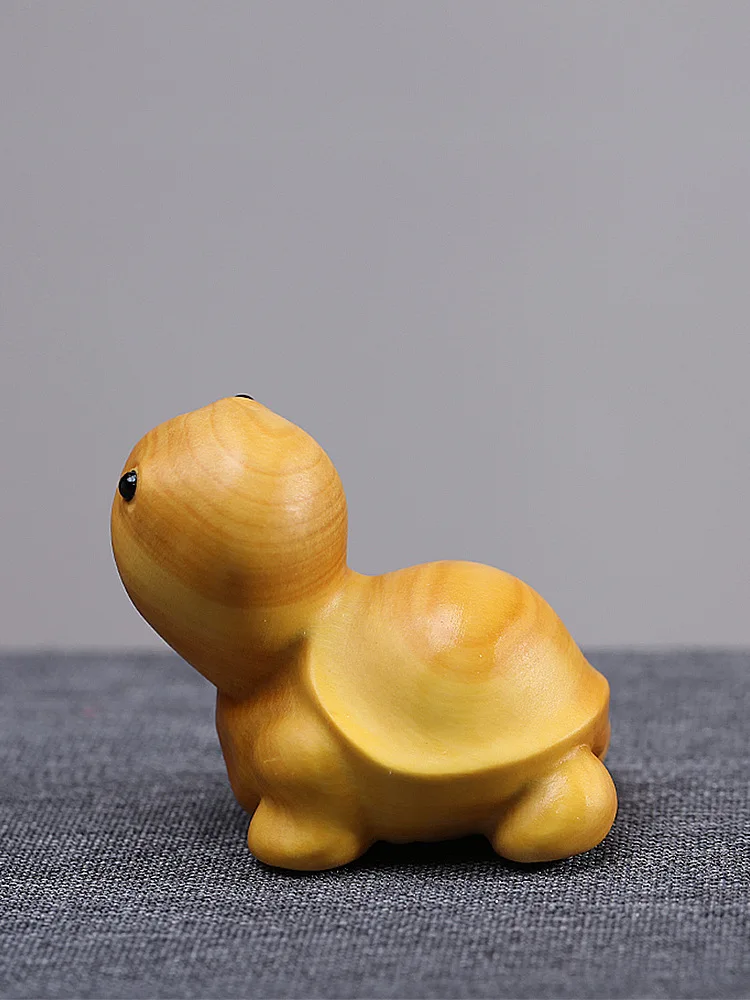 Miniature Model Cute Cartoon Little Turtle Desktop Accessories Crafts Wood Carving Gifts To Friends Customized