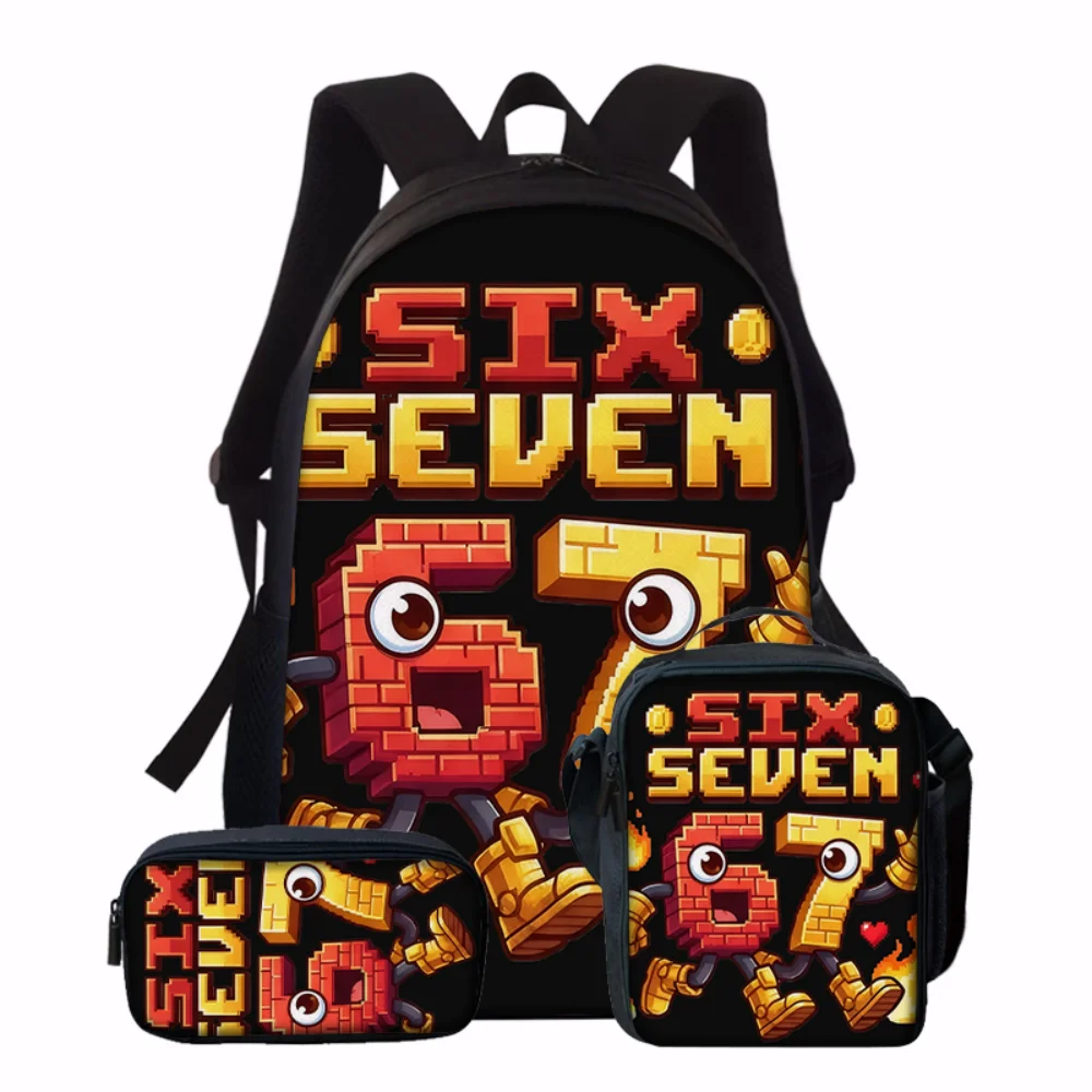 3PCS Numbered 6&7 Pattern Backpack Set | The Perfect Choice for School & Travel