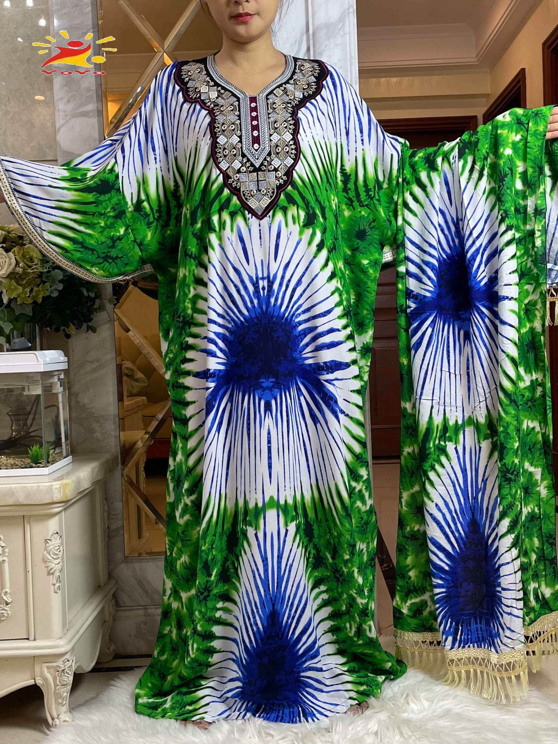 الخفافيش كم كاشخا أنيقة عباية فستان التعادل صبغ القطن المرأة فضفاض عباية بوهو فستان ماكسي فساتين راقية غير رسمية الأفريقية فيستدوس #4