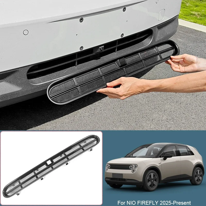 Car Modify Front Bumper Center Intake Grille Cover For NIO FIREFLY 2025-Present Auto Front Buckle Insect Proof Net Accessories