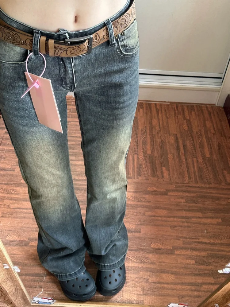 

Ретро джинсы-клеш женские с высокой талией, брюки-буткат, эластичные, утягивающие, для фигуры типа «груша», повседневные, осенняя новинка