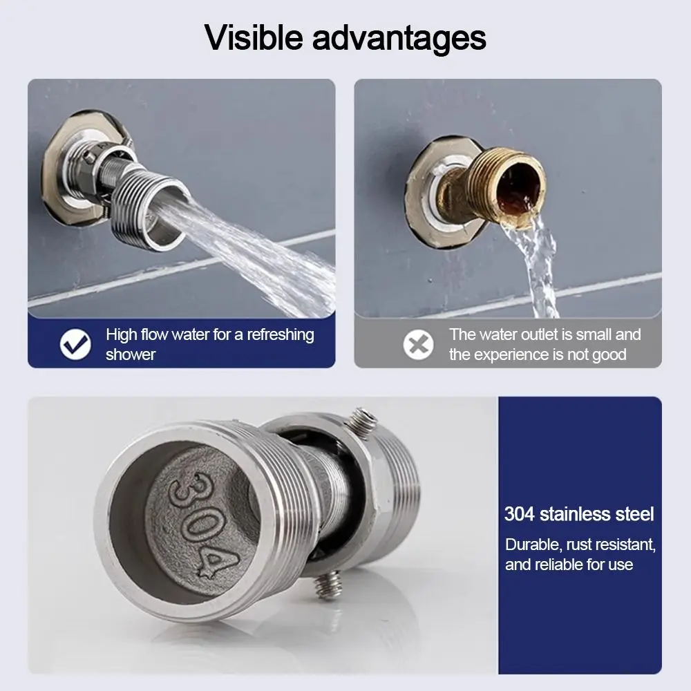 Stainless Steel Angled Curved Foot Angle Adjustment Lengthened Shower Faucet Adapter Wall Mounted Thickened