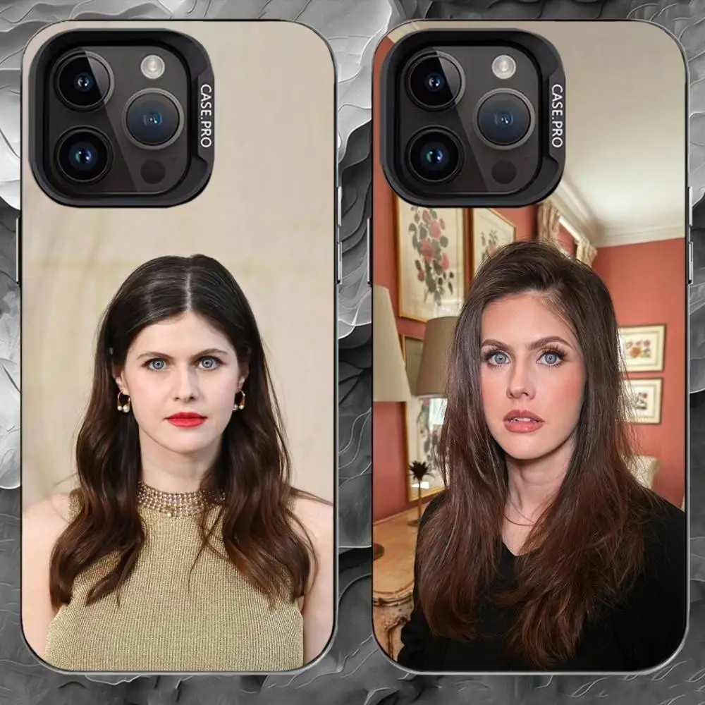 

A-Alexandra Daddario Phone Case For iPhone 17 16 15 14 13 12 11 Pro Max Plus Silver Matte Black Cover
