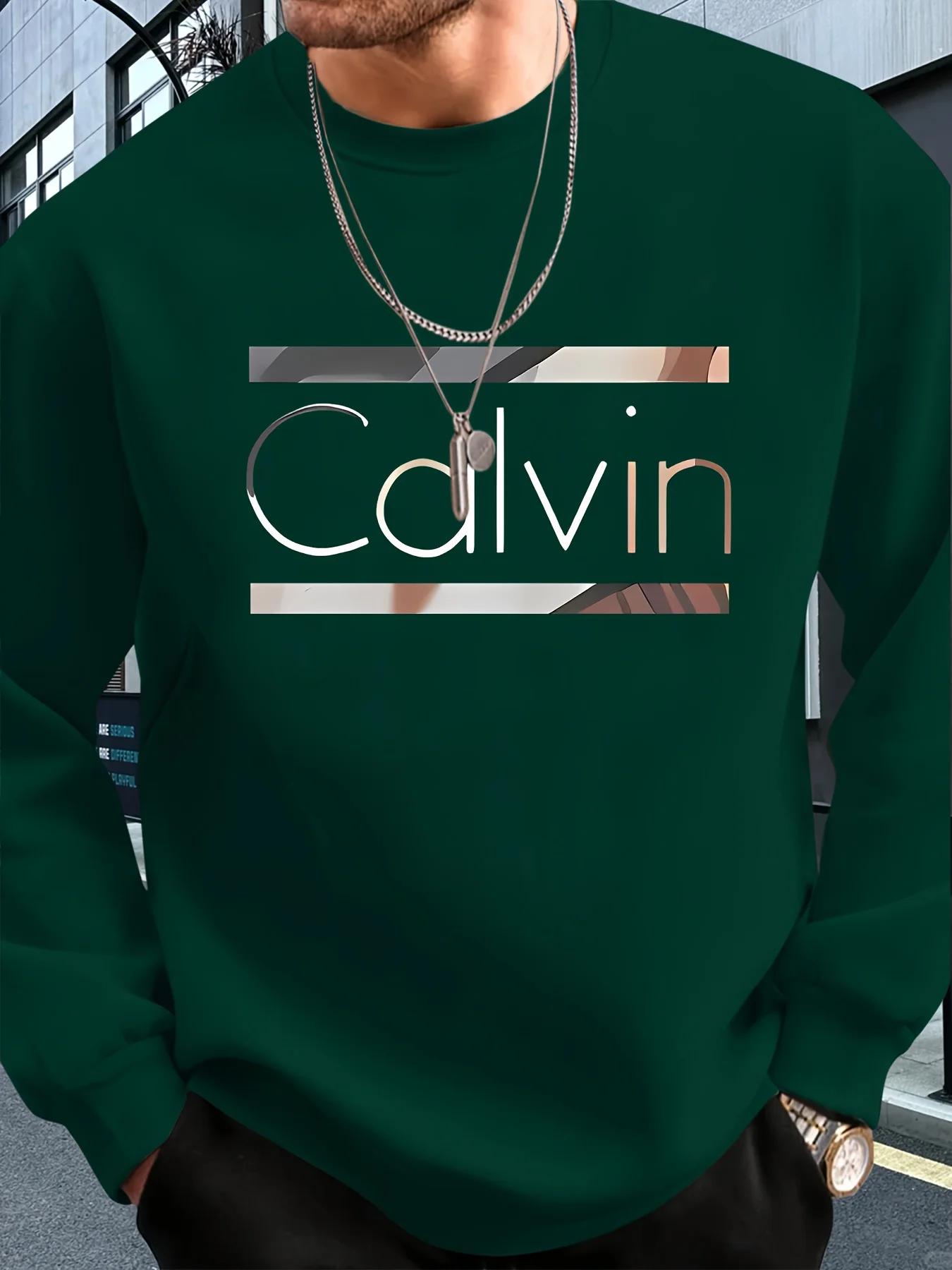 Sudadera holgada informal de moda de otoño e invierno para hombre, jersey con estampado de letras, sudadera cálida de manga larga con cuello redondo