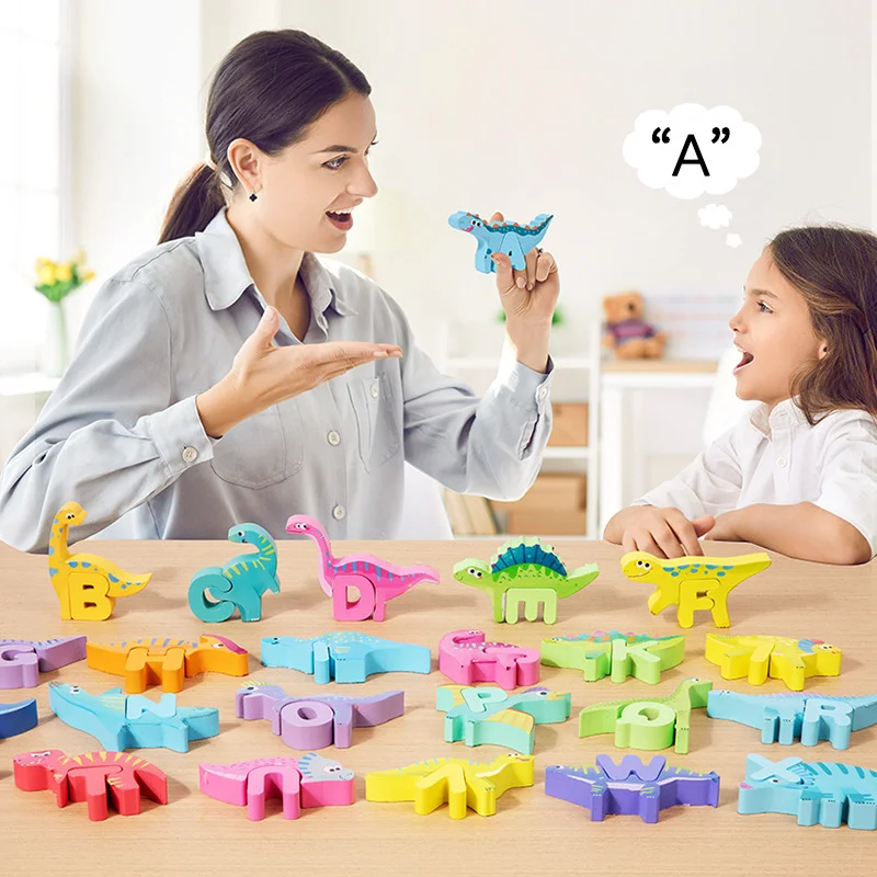 어린이 몬테소리 교육 장난감 3D 만화 나무 동물 차량 편지 블록 퍼즐 게임 아이를위한 인식 빌딩 블록