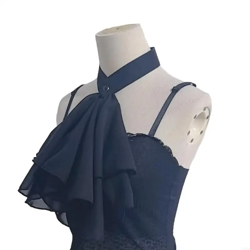 L5YA ربطة عنق شيفون أنيقة متدرجة كشكش ربطة عنق جابوت للنساء ربطة عنق جابوت أنيقة للحدث التاريخي تحت عنوان #4