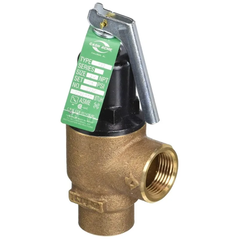 

3/4 Inch F-82 Relief Valve with Lever 125 PSI Bronze Plumbing Fitting 23341-0125