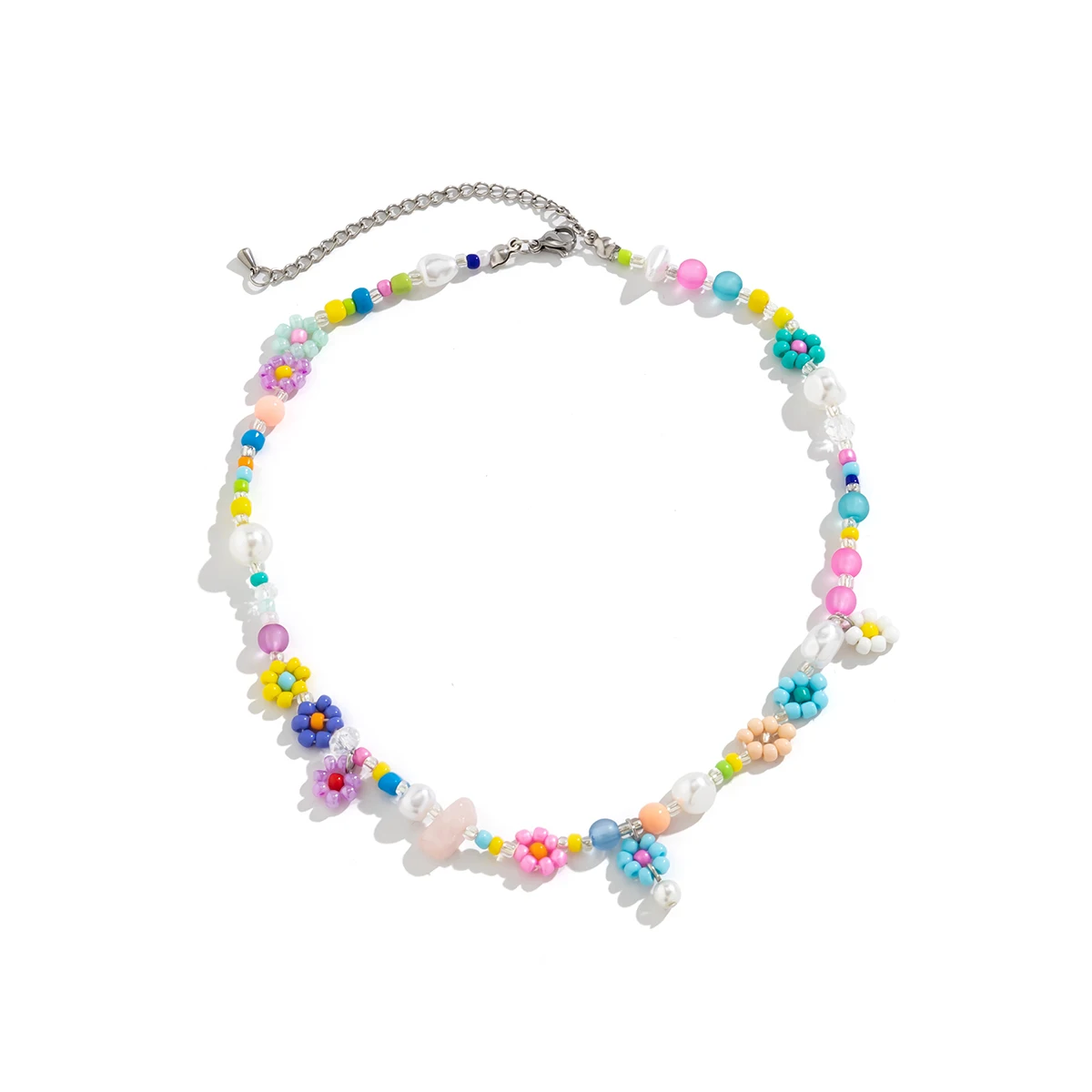 Boho Bunte Kleine Samenperlen Weben Blumen Halskette für Frauen Handgemachte Kurze Halsband Hals 2023 Mode Schmuck Zubehör – Detail 8
