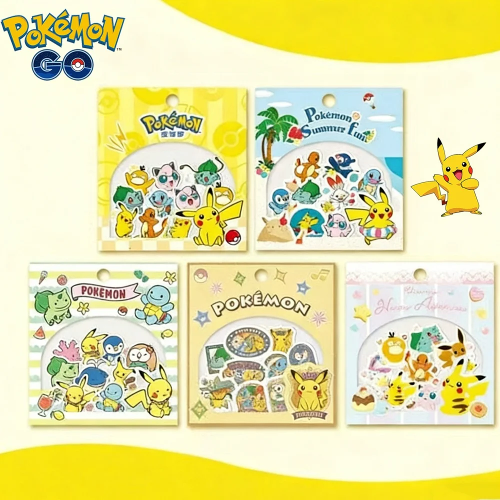 Genuine Anime Pokemon Stickers Cute Cartoon Pikachu Squirtle Scrapbook Decor Material For Water Mug Diary Phones Planners Decals