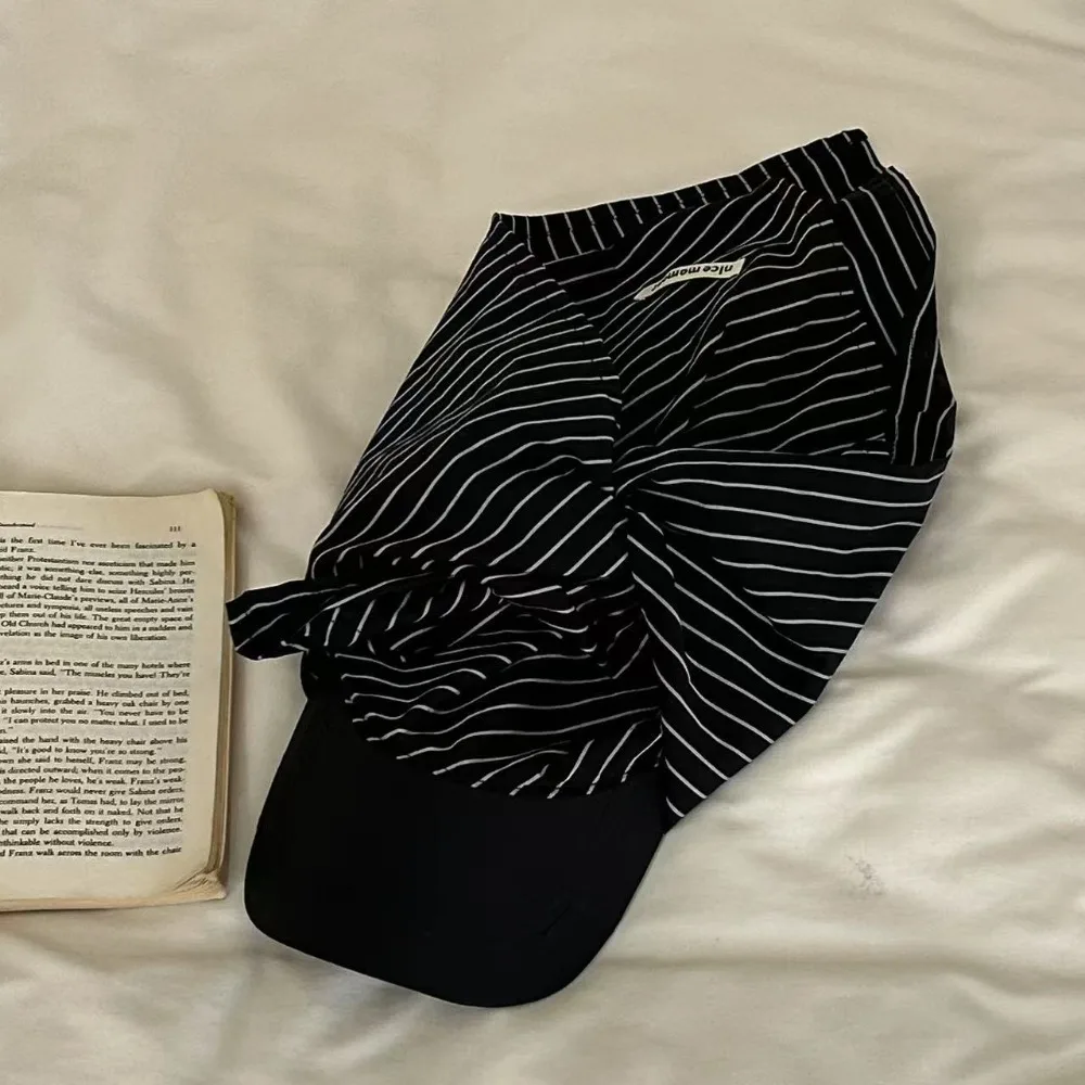 

Fashion Korean Style Scarf Hat Cotton Hiphop Stripe Baseball Cap Spicy Girls Hair Band Strappy Scarf Hat Street