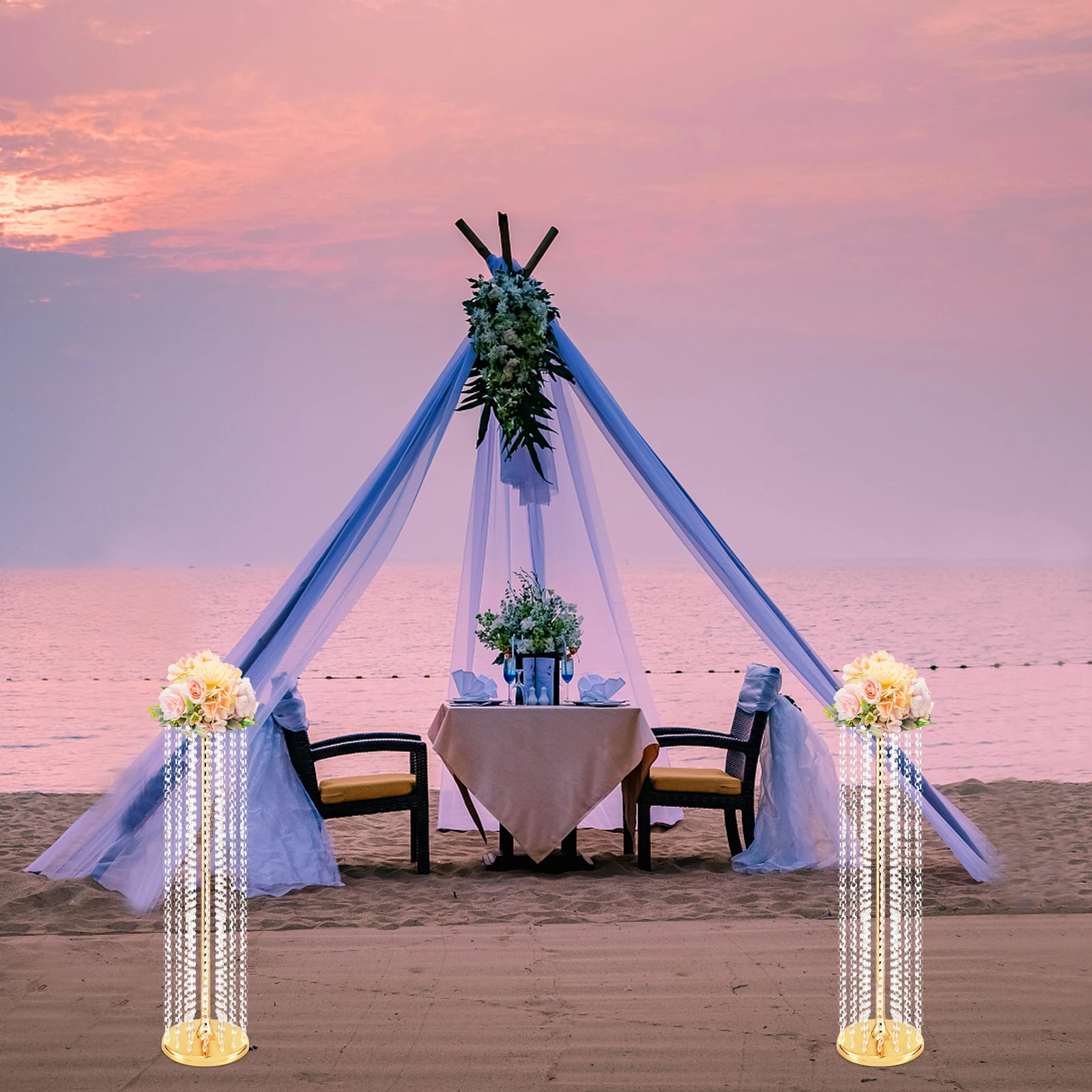 

2Pcs 35.4Inch Tall Wedding Centerpieces Elegant Flower Vases Acrylic Crystal Vase Flowers Stand for Party Tables Decorations