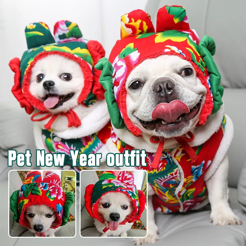 

Chinese New Year Dog Costume Coat Outfit Winter Warm Pet Clothes Tang Suit Yorkie Pomeranian Poodle Schnauzer Clothing