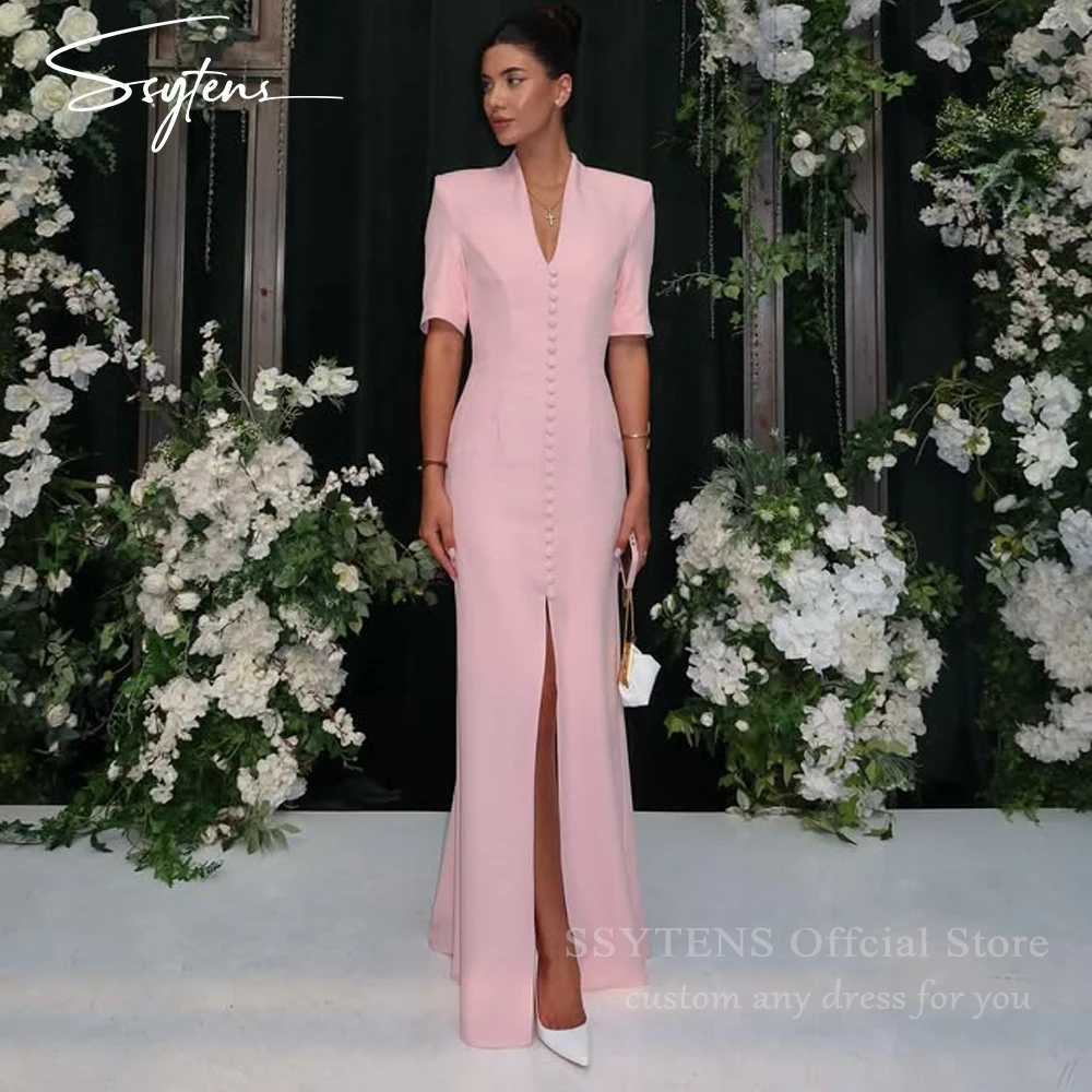 

SSYTENS Elegant Evening Dresses Pink Satin Mermaid Party Gowns Vestidos De Boda Para Fiestas Women Wedding Prom Dress Customized
