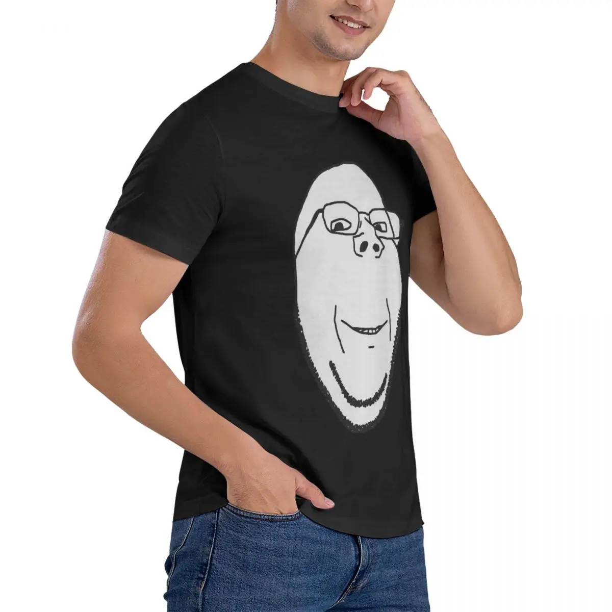 Smiling Wholesome Wojak Soyjak T-Shirt for Men Cotton Plus Size T Shirts Men\'s Short Sleeve O-Neck Summer Clothes Tops S-6XL