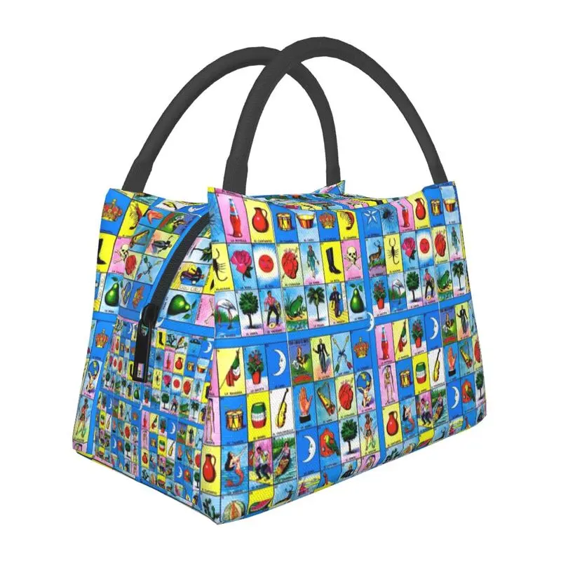 

Custom Loteria Card Mexican Bingo Lottery Lunch Bags Men Women Warm Cooler Insulated Lunch Box for Work Pinic or Travel