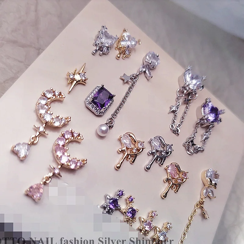 

Набор из 5 украшений для ногтей: высококачественные супер-блестящие цирконы, нерегулярные элементы в форме сердца, метеоритные стразы, металлические цепочки, аксессуары для маникюра