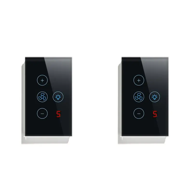 

2X Tuya Zigbee Smart Fan Light Switch US Network Connection APP Control Alexa/Google Assistant Voice Control Black