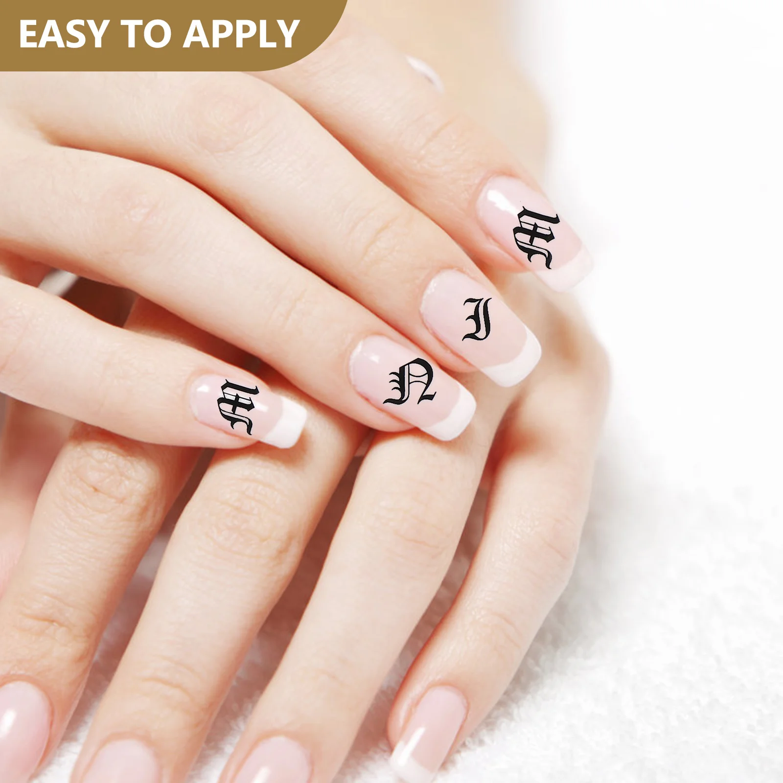 

5 Sheets Manicure Nail Stickers Alphabet Letter Decals Self-Adhesive Easy Peel Nail Art Supplies Alphabet Stickers