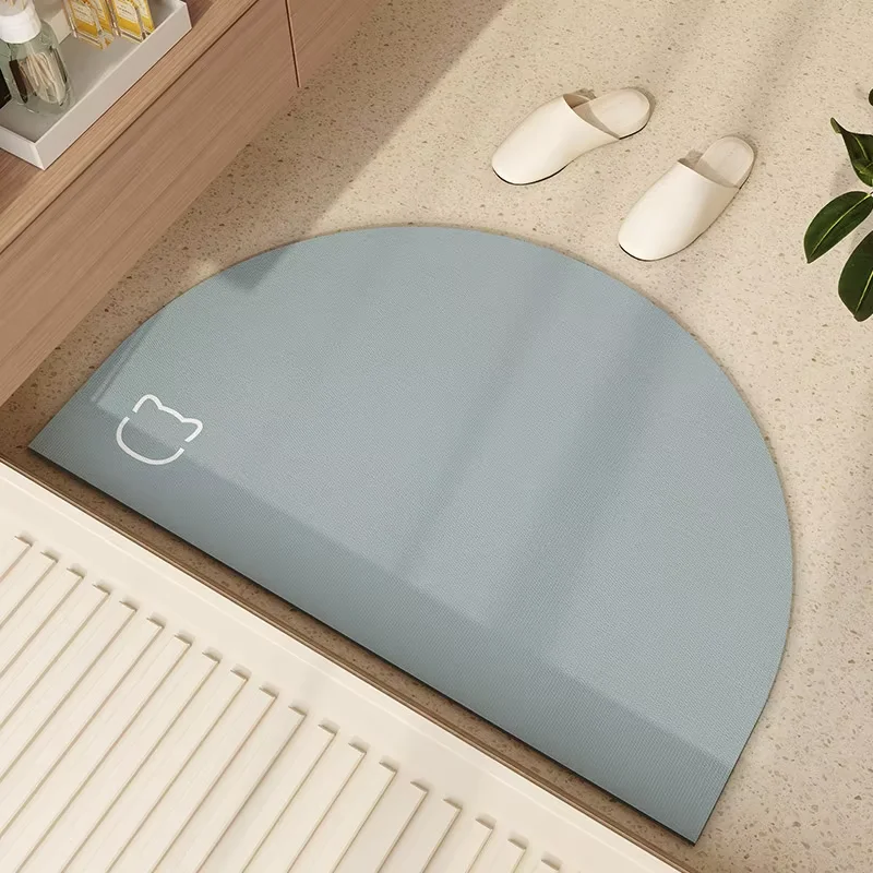 VIKAMA Semicircular bathroom floor mat Special diatom mud absorbent foot mat for bathroom door Household  rainbow carpet mat
