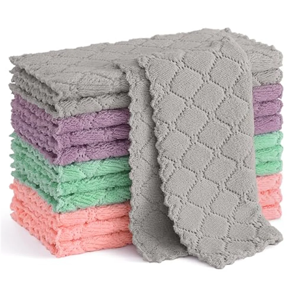 

Kitinjoy Microfiber Towel Absorbent Kitchen Cloth Washable Kitchen Cleaning Cloth Soft Lint Free Dish Cloth Household Wash Towel