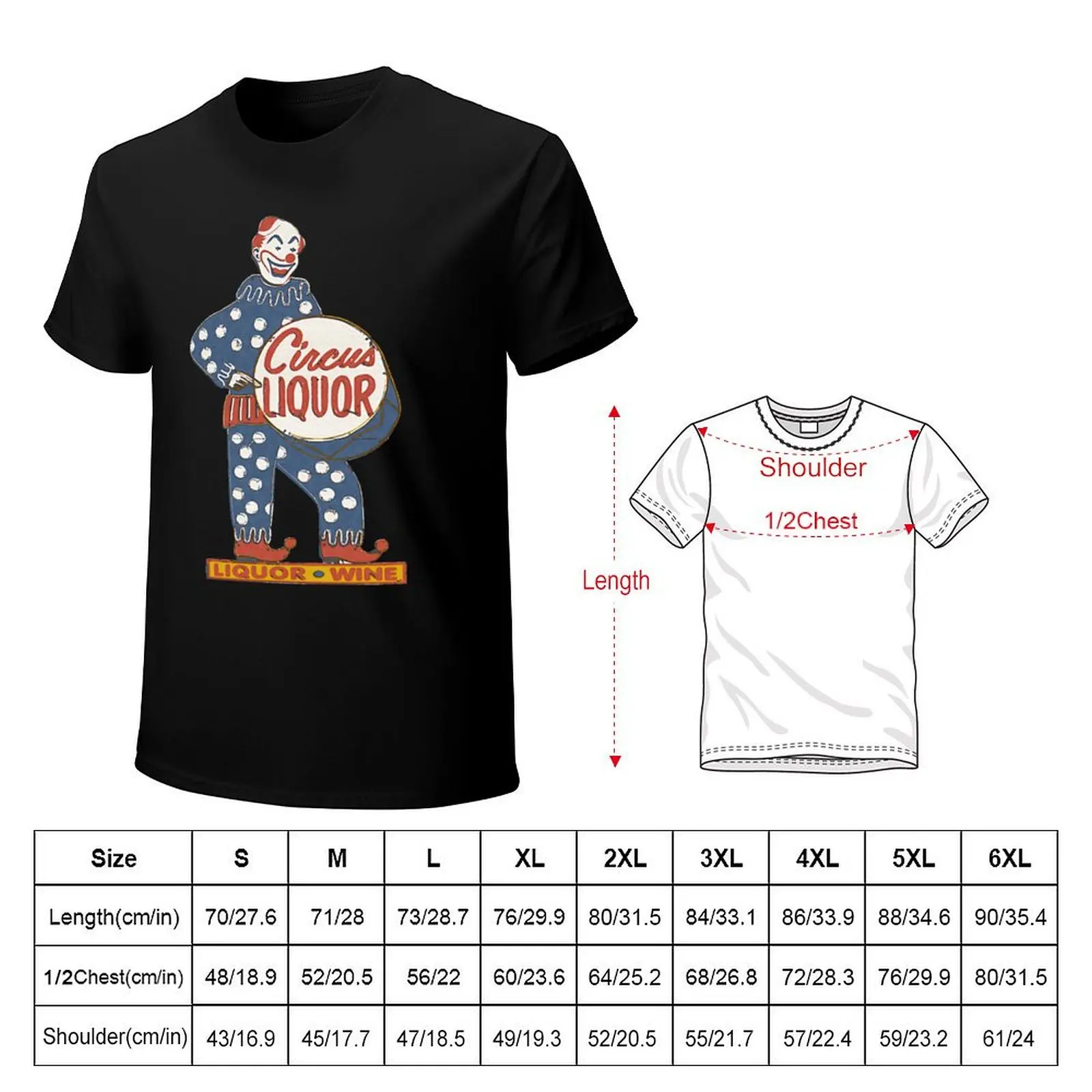 Circus Liquor Halftone Clown Sign T-Shirt man t shirts for men casual T-Shirt