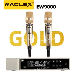 Gold !!! MACLEX EW9000 UHF Long Distance Dual Channel Handheld Professional Wireless Microphone System Stage Performance MIC