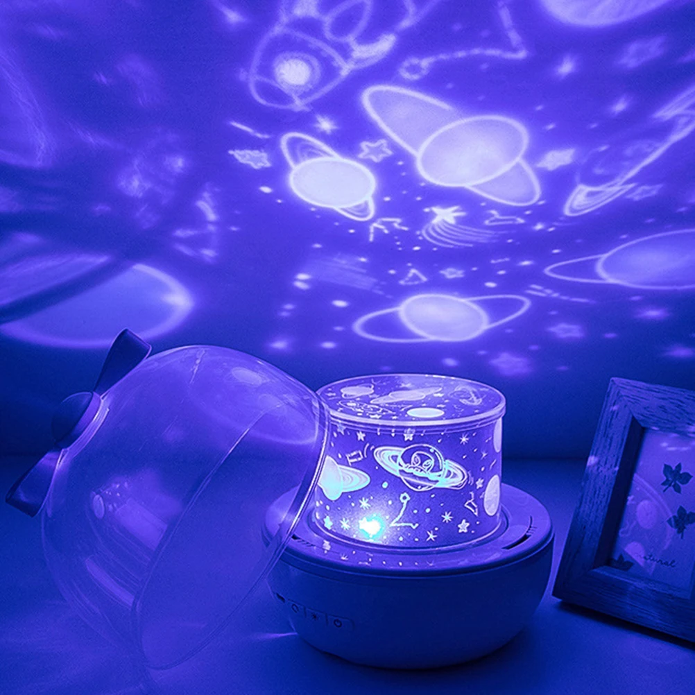 

1pc Fantastic Rotating Led Projector Night Light Lamp For Kids Romantic Bedroom Decor Compact Portable 6 Films Included