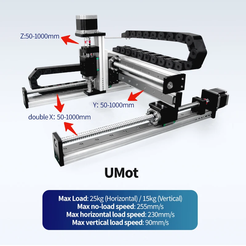 UMOT Gantry Robot 4-axis XYZ Slide Table CNC Machine Linear Guide for Lathe Machine Attachments Custom
