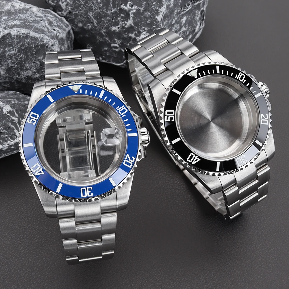 40mm NH35 Watch Case GMT/SUB 120-Click Bezel Sapphire Glass For NH35 NH36 Miyota 8205 8215 ETA2824 PT5000 Glide Lock Clasp Strap