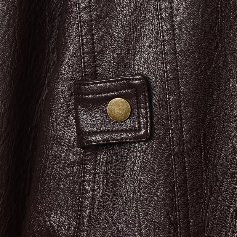 レディースレザースタンドカラーショートジャケット、仕事用ポケットとメタルジッパー付き、秋と冬のカジュアルレトロジャケット、女性服