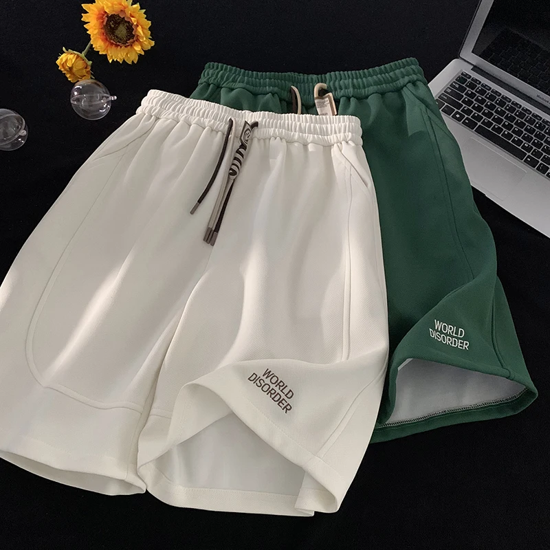 

Мужские летние шорты в американском стиле с вышивкой, свободные, повседневные, спортивные, длиной до колена, модные, ретро, универсальные, комфортные