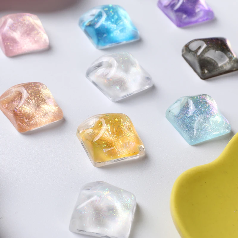 20pcs Resin  Candy Color Transparent Square Charms Pendants for Jewelry Making Earrings DIY Crafts Accessories