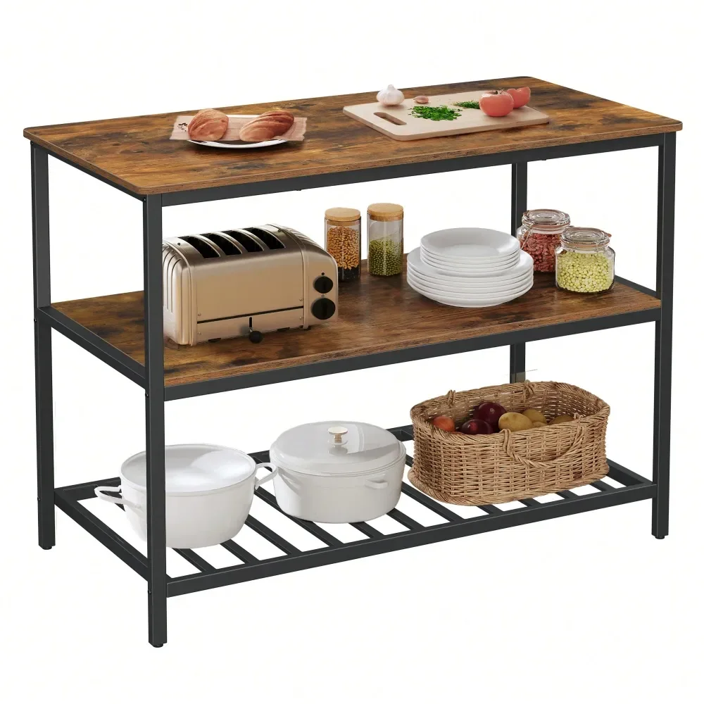 

Kitchen Island And Cart Kitchen OrganizersKitchen Island With 3 Shelves, 47.2 Inches Width Kitchen Shelf With Large Worktop, Sta