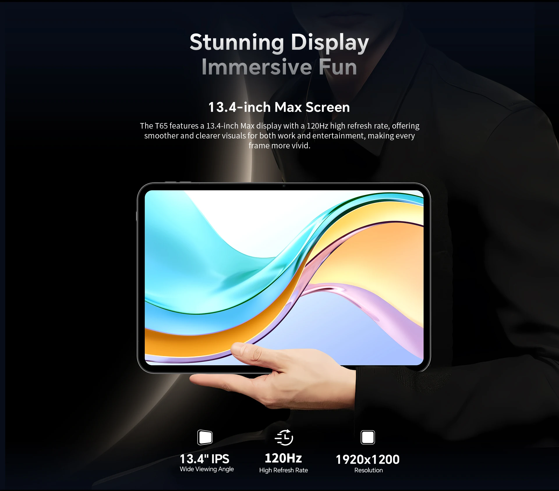 Teclast T65 Tablet 13.4" 2K 120Hz Android 16 Tablets Unisoc T7280 Octa Core Max 26GB RAM 128GB ROM 8000mAh 4G LTE