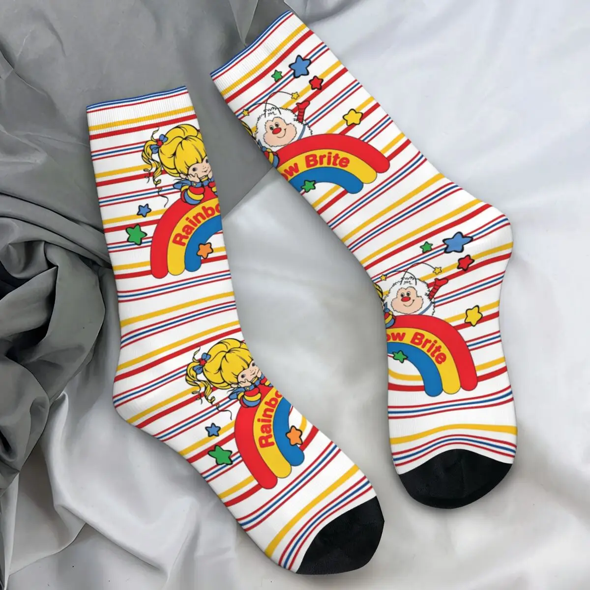 Rainbows Happy Brites Socks Autumn Stockings Funny Women Men Comfortable Socks Custom Running Anti Skid Socks