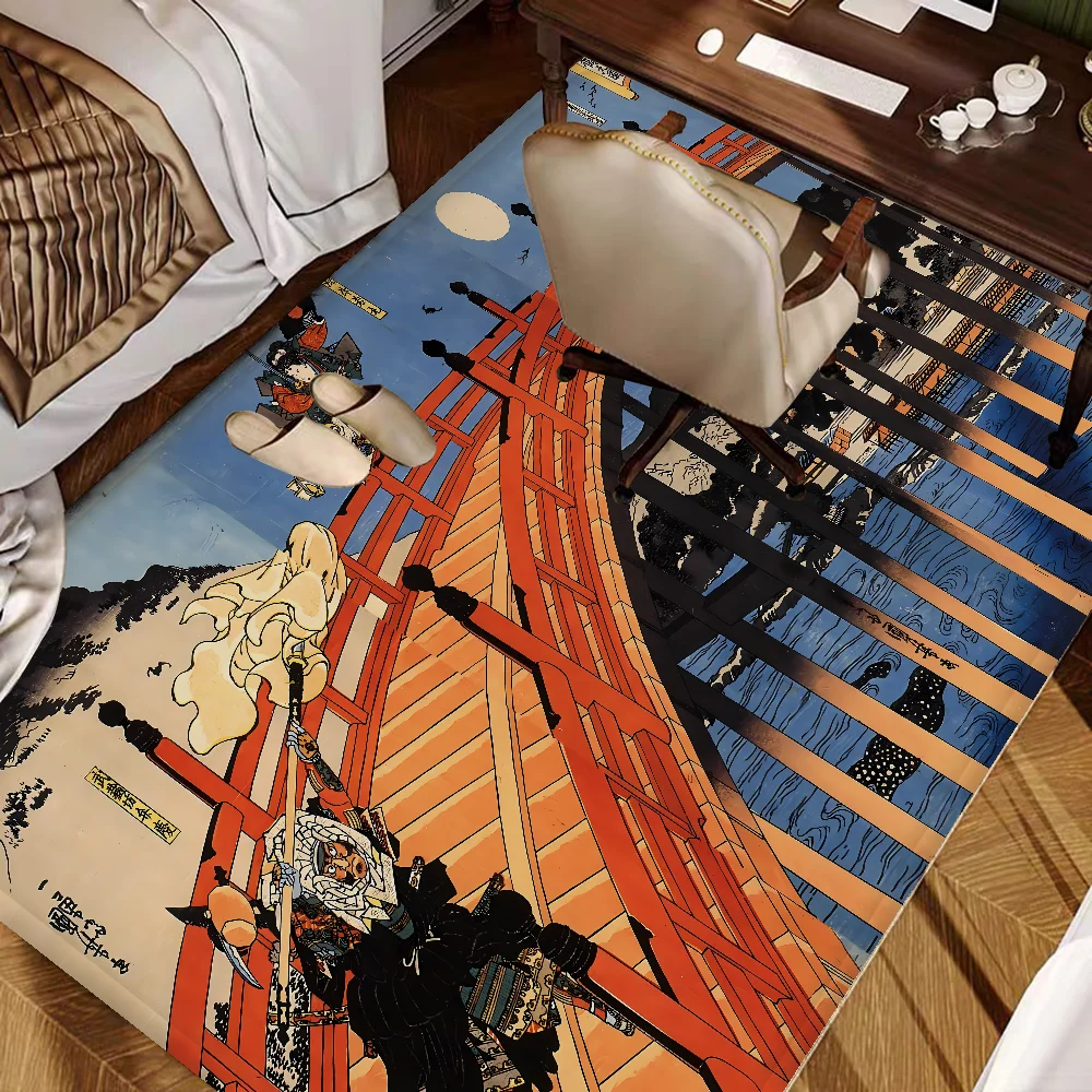 Utagawa Kuniyoshi Ukiyoe Hallway Carpet INS Style Soft Bedroom Floor House Laundry Room Mat Anti-skid Bedside Area Rugs